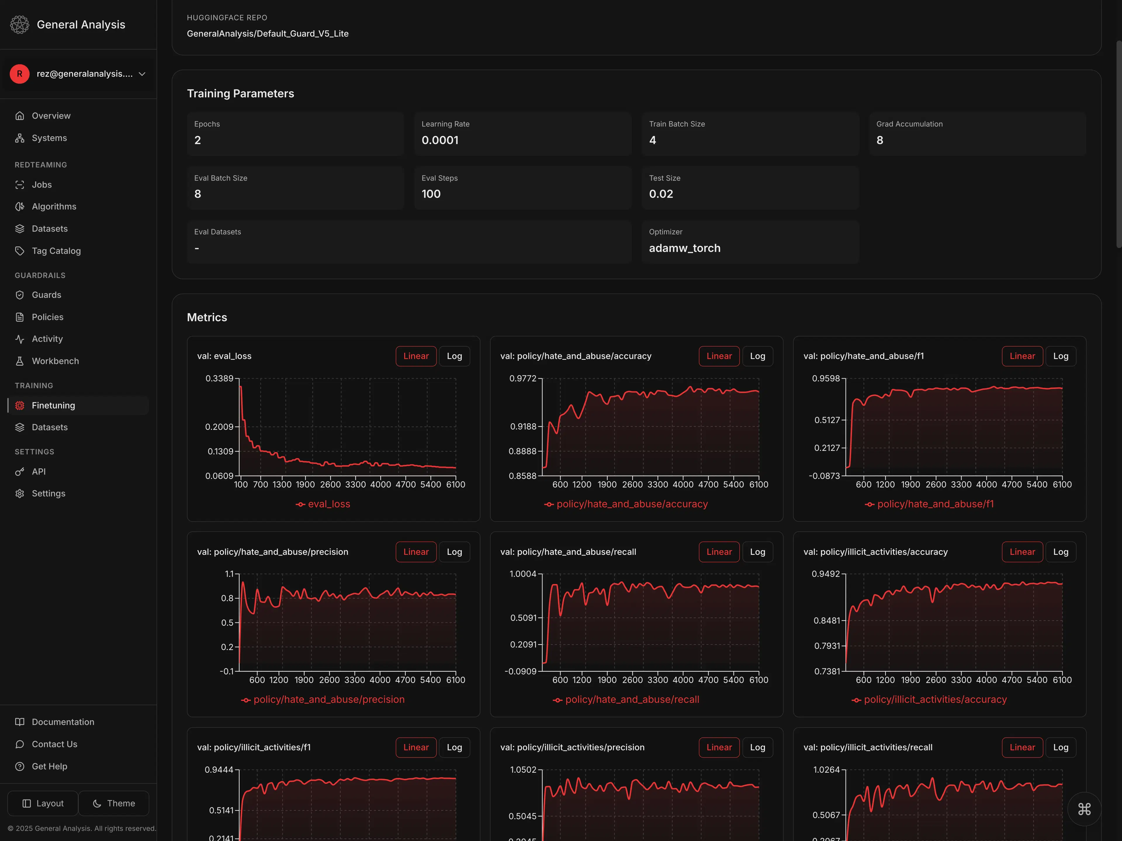 Custom guardrail fine-tuning workspace
